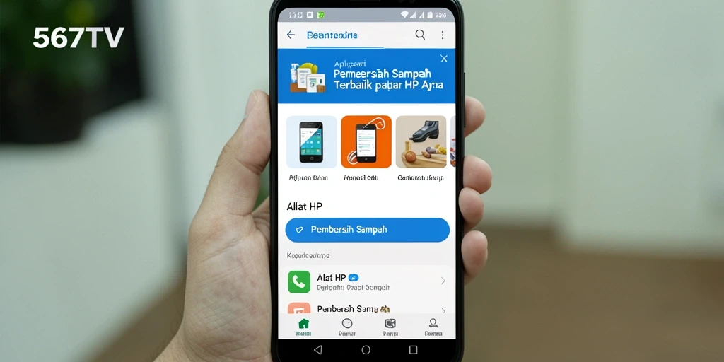 Tampilan antarmuka Pembersih Sampah 567TV yang sederhana dan intuitif.