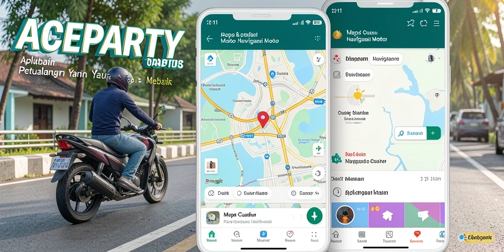 Tampilan antarmuka ACEPARTY yang bersih dan intuitif untuk Navigasi Motor.