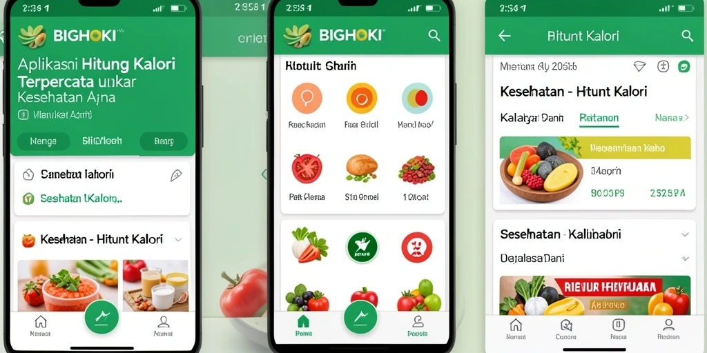 Antarmuka BIGHOKI menampilkan fitur Hitung Kalori yang mudah digunakan.
