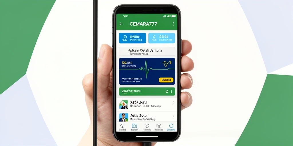 Antarmuka aplikasi CEMARA777 yang menampilkan pemantauan detak jantung secara real-time.
