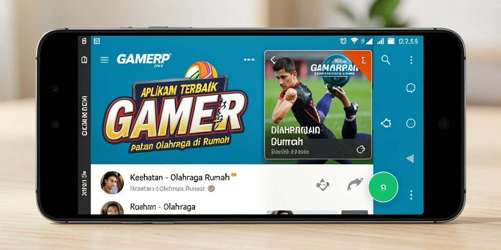 Tampilan antarmuka aplikasi GAMERP untuk Olahraga Rumah yang menarik dan fungsional.