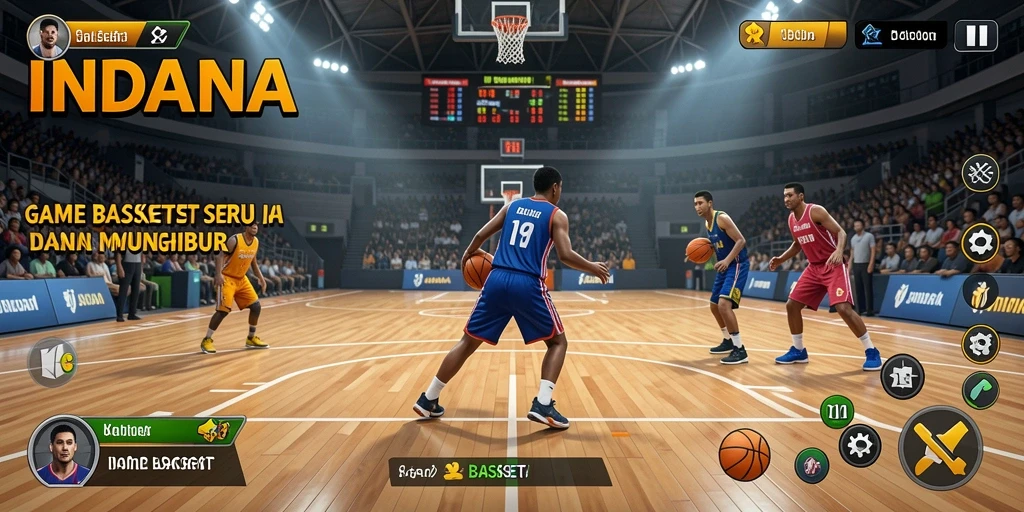 Tampilan antarmuka permainan Basket yang menarik dan interaktif.