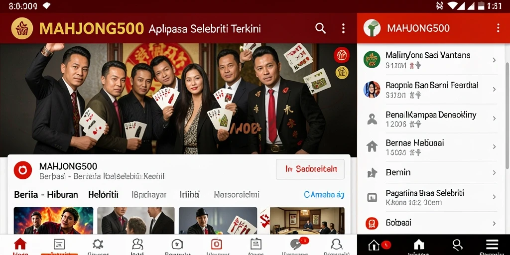 Antarmuka modern dan fitur berita selebriti yang menarik.