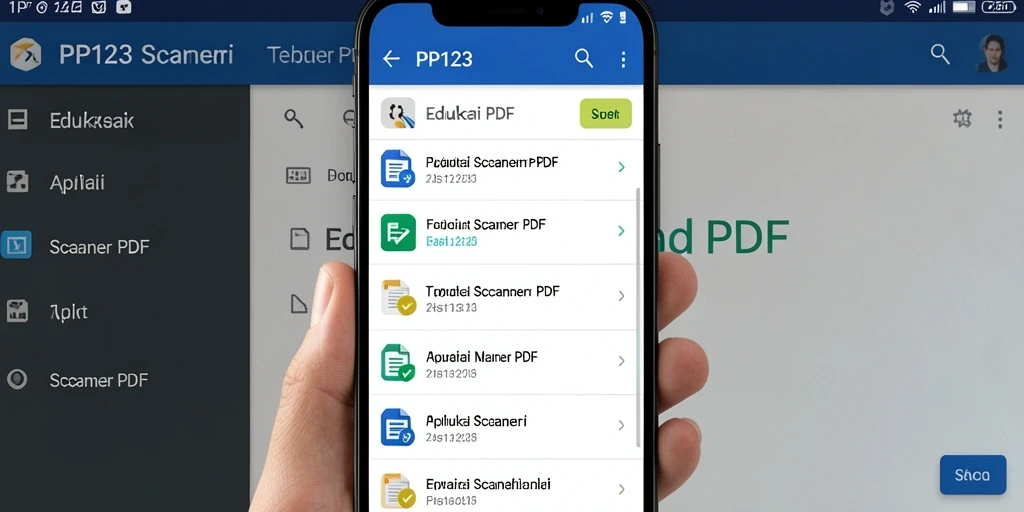 Antarmuka aplikasi PP123 yang mudah digunakan untuk fungsi Scanner PDF.