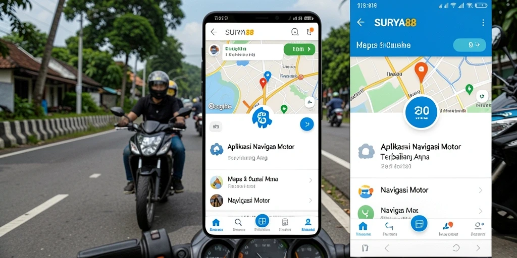 Antarmuka pengguna SURYA88 menampilkan peta dan informasi navigasi yang jelas.