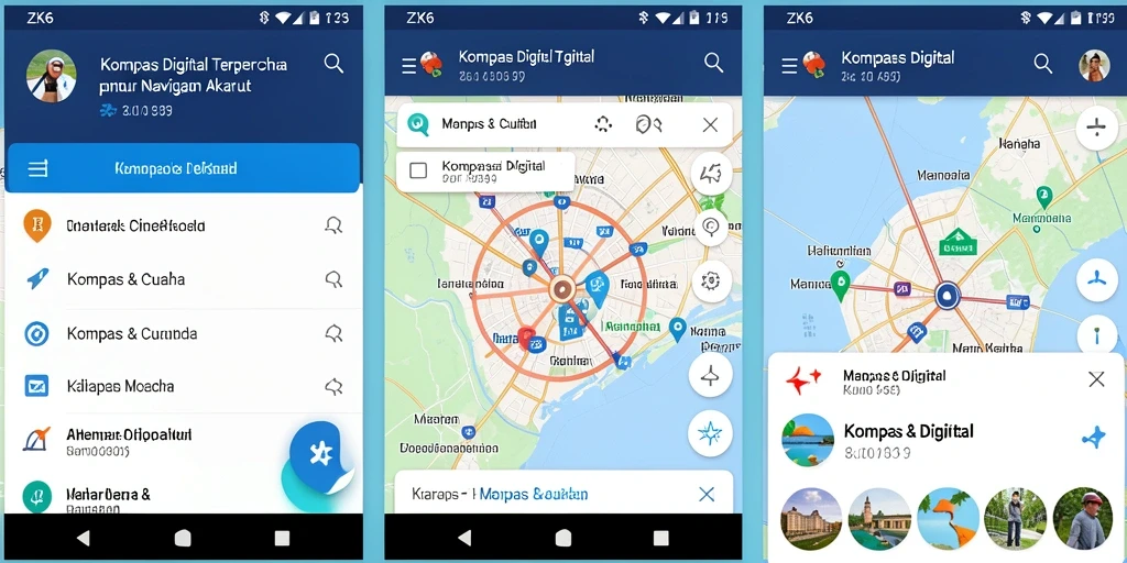 Tampilan antarmuka ZK6 dengan fungsi kompas digital yang modern.